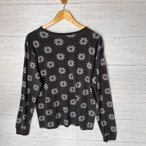 Hearth & Hand Top Womens SZ Medium Gray Fair Isle Long Sleeve 1/4 Button Casual - Picture 11 of 16